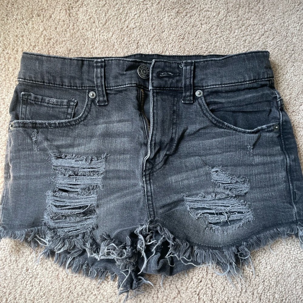 Distressed Gray Denim Shorts